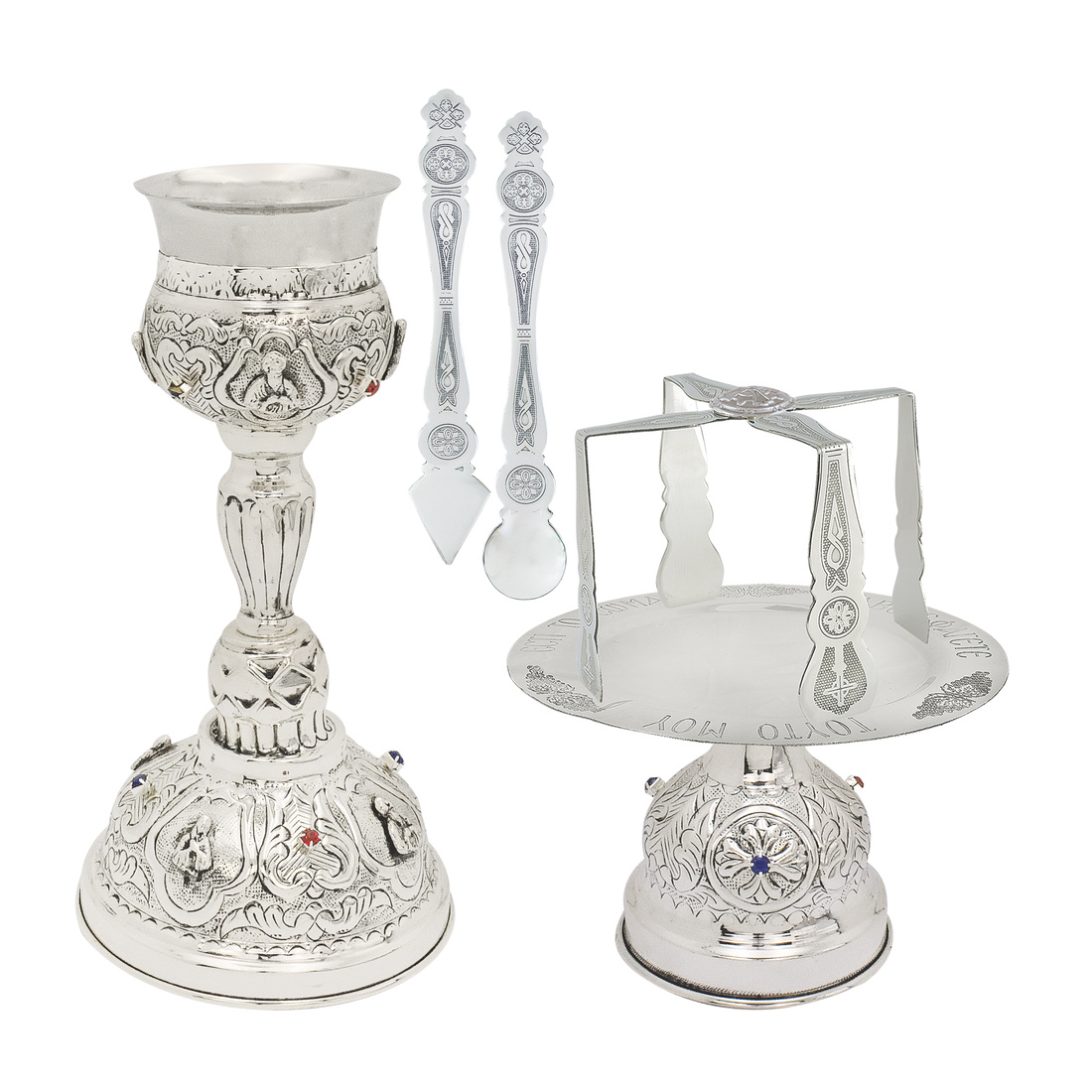 Chalice Set 500Ml Silver Patina With Stones | 1363