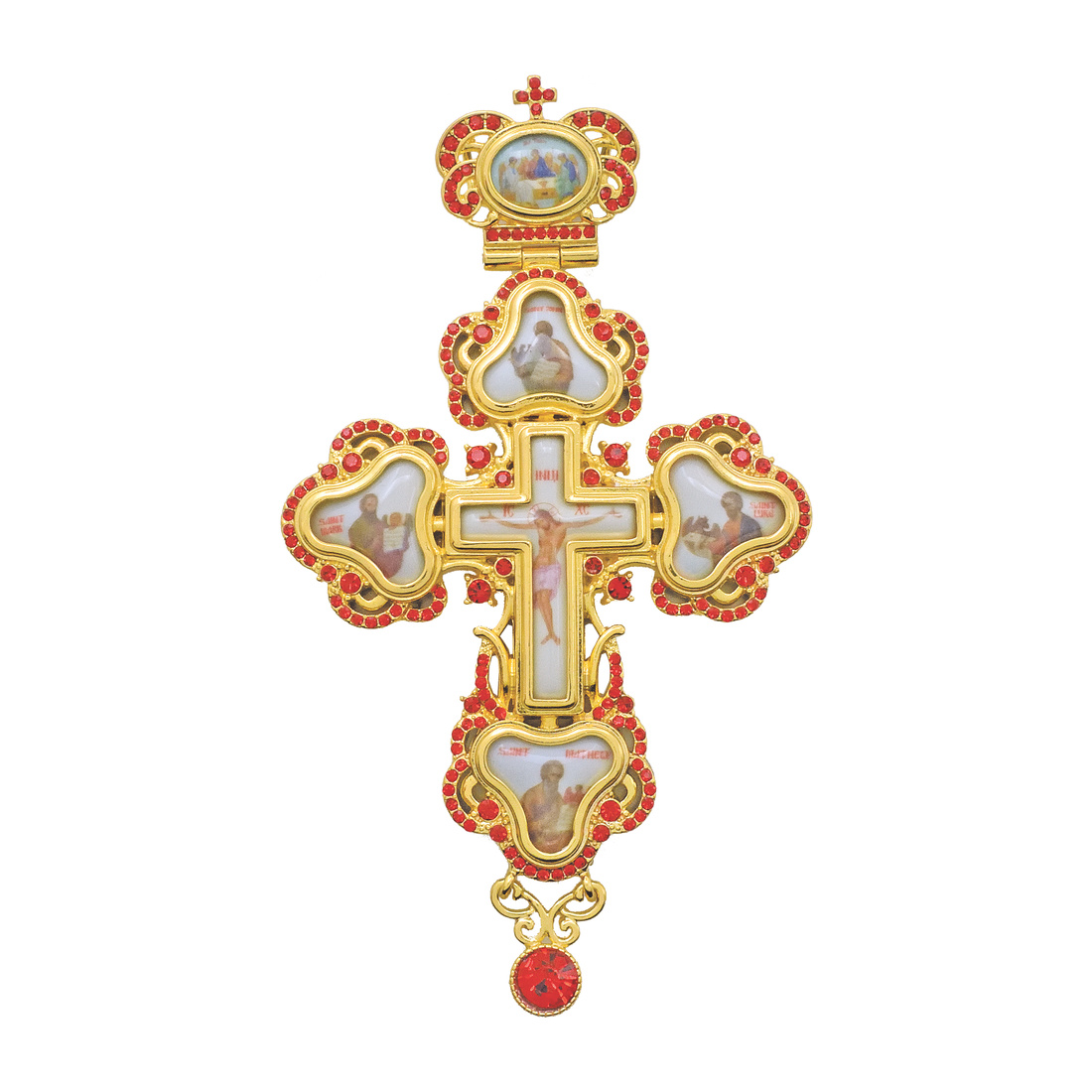 Pectoral Cross Gold Withred Stones | 14101