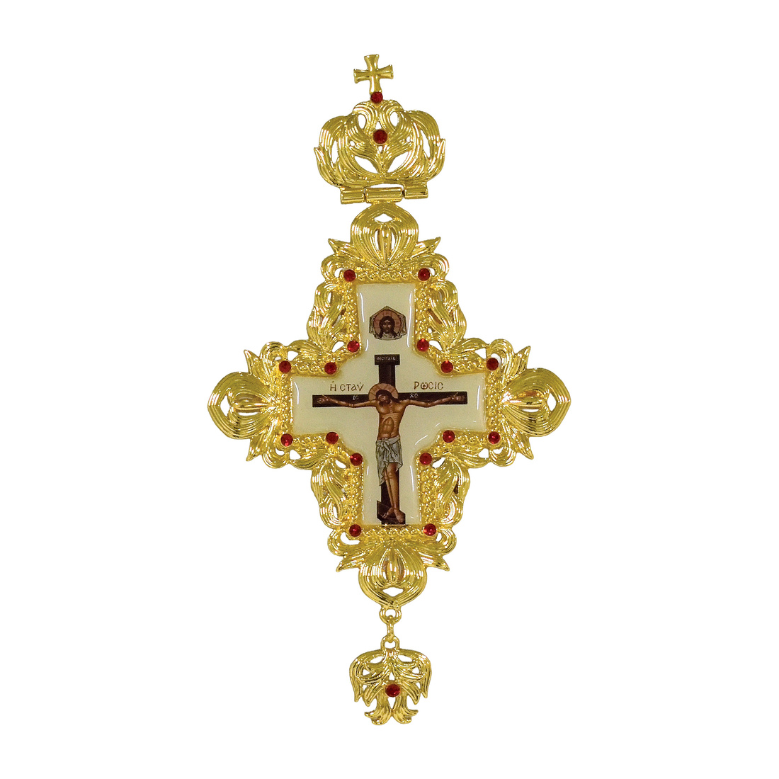 Pectoral Cross Gold White Smalto | 14111