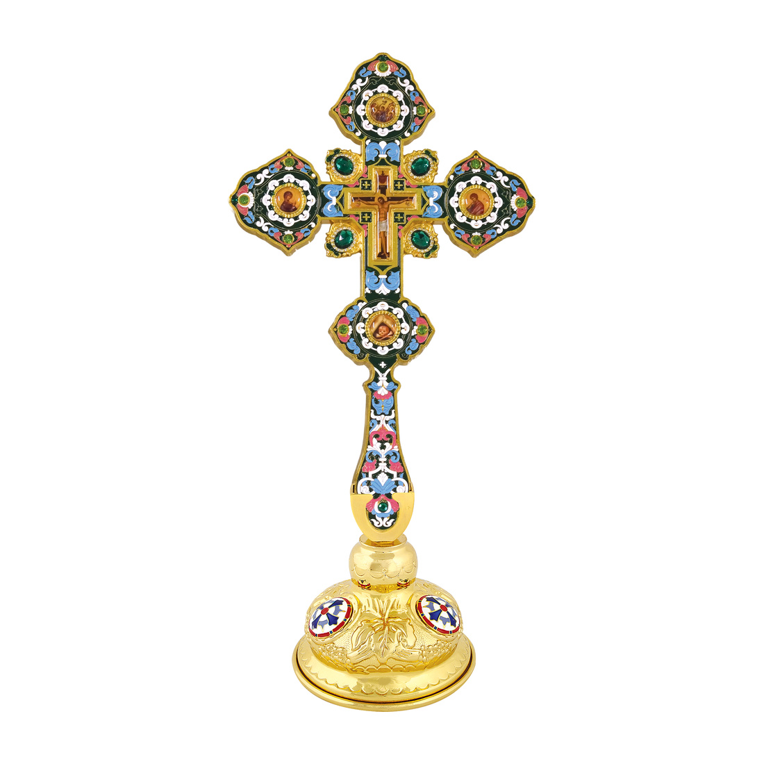 Green Enamel Blessing Cross Base | 1573