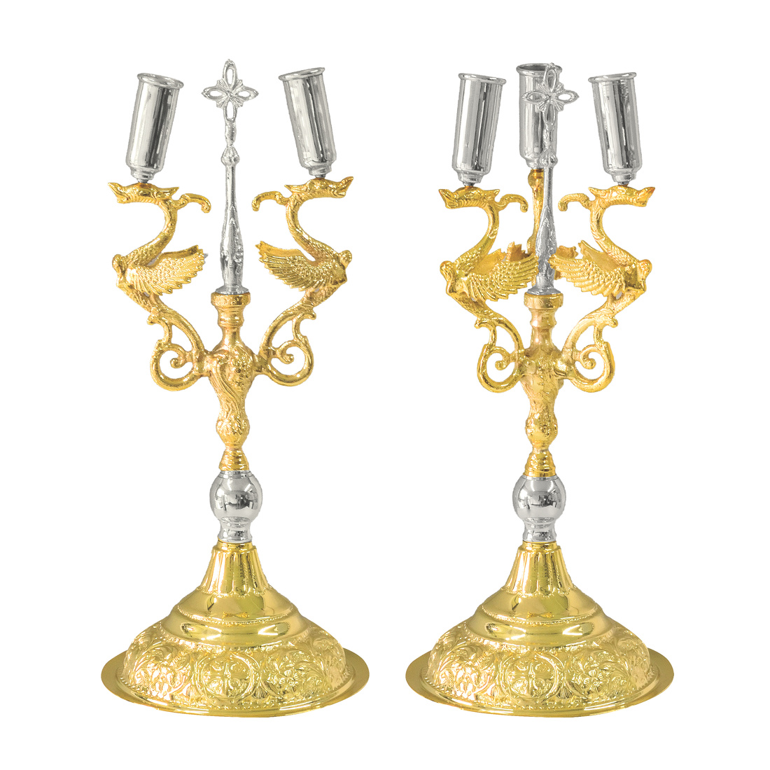 Orthodox Episcopal Dikirion and Trikirion Gold and Silver Color | 3603