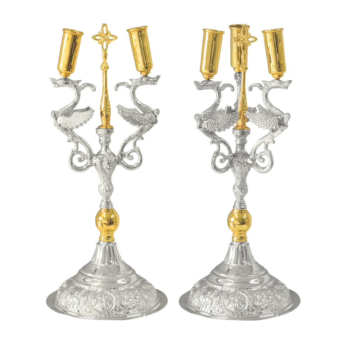 Orthodox Episcopal Dikirion and Trikirion Gold and  Silver Color | 3604
