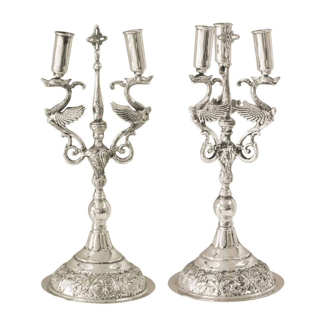 Orthodox Episcopal Dikirion and Trikirion Silver Patina Color | 3606