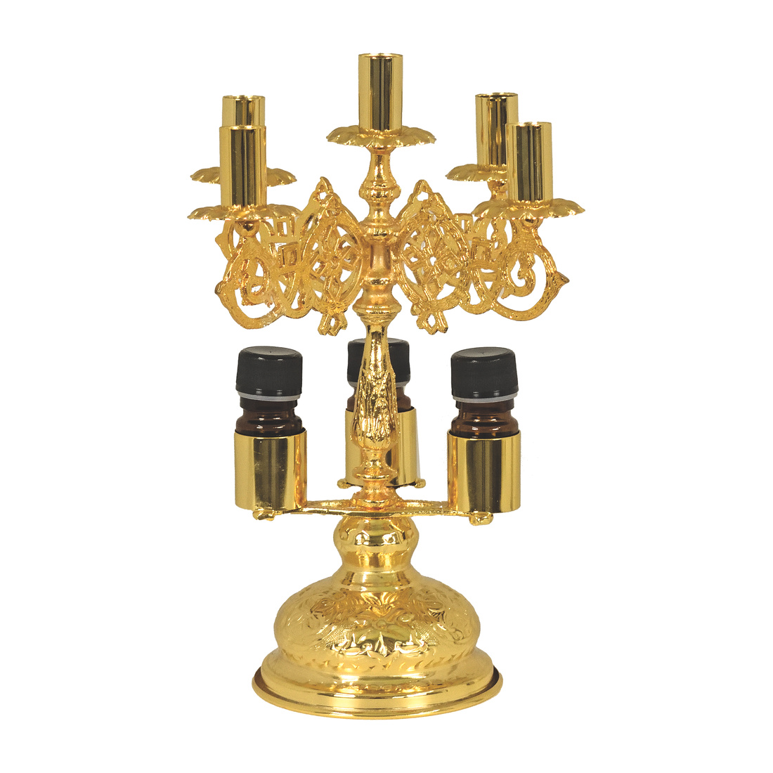 Five-Light Orthodox Candle Holder Gold Color | 3609